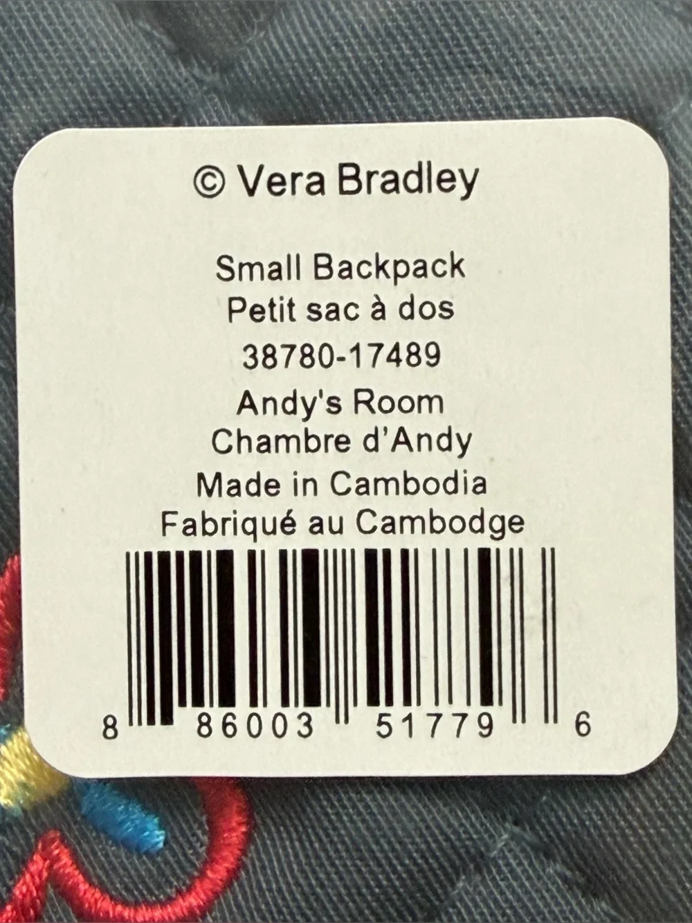 NWT Vera Bradley Disney Pixar Toy Story Small Backpack Jessie Andy's Room Sealed
